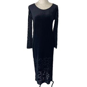 Carole Little Vintage Womens Maxi Dress Size Small Black Burnout Velvet New